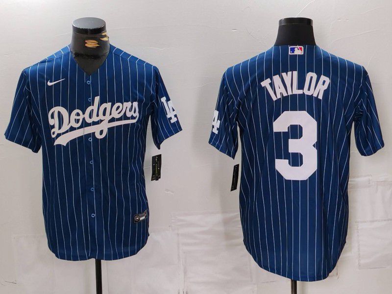 Men Los Angeles Dodgers #3 Taylor Blue Stripe Game 2024 Nike MLB Jersey style 1->los angeles dodgers->MLB Jersey